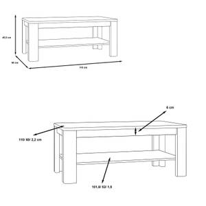 Table Basse Plateau laqué Blanc ALEXIANE Gris - Bois manufacturé - 110 x 45 x 60 cm