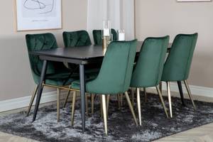 Essgruppe Gold (7-teilig) Schwarz - Massivholz - 85 x 76 x 180 cm