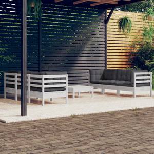 7-tlg. Garten-Lounge-Set mit Anthrazit Weiß