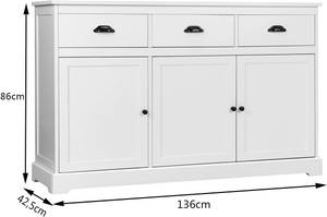 Küchenschrank Sideboard Weiß - Holzwerkstoff - 43 x 86 x 136 cm