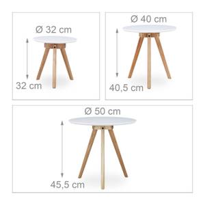 Table d'appoint bois de noyer lot de 3 Marron - Blanc - Bois manufacturé - 50 x 46 x 50 cm