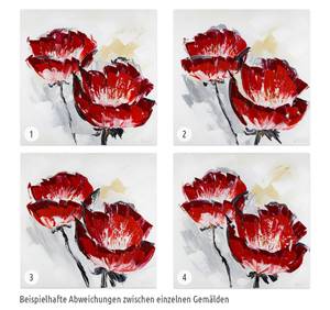 Bild gemalt Der Duft der Blütenpracht Rot - Massivholz - Textil - 80 x 80 x 4 cm