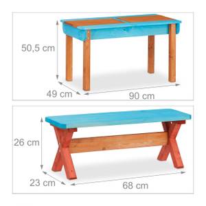 Ensemble chaise table enfant parasol Marron - Orange - Turquoise - Bois manufacturé - Métal - Textile - 90 x 51 x 49 cm