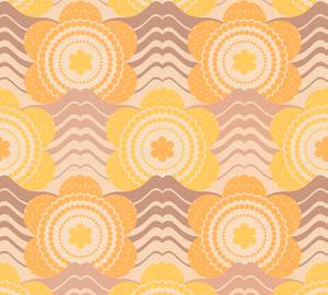 Retrotapete mit Blumen Beige - Braun - Orange - Gelb