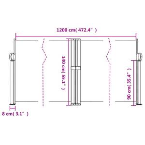 Seitenmarkise 3016426-3 Anthrazit - 1200 x 140 cm