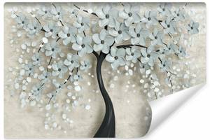 Fototapete abstrakter Baum Glamour Stil Beige - Schwarz - Blau - 405 x 270 x 270 cm