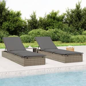 Sonnenliege 3000269-2 Grau - Metall - Kunststoff - Polyrattan - 201 x 62 x 55 cm