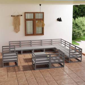 Garten-Lounge-Set (13-teilig) 3009713-1 Grau - Massivholz - Holzart/Dekor - 70 x 30 x 70 cm