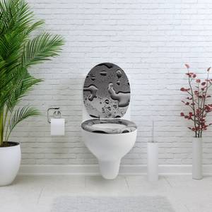 Premuim Abattant WC - Tache grise Noir - Gris - Bois manufacturé - 38 x 5 x 44 cm