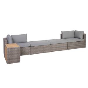 Lounge Olea (5 teilig) Grau - Polyrattan - 93 x 65 x 71 cm