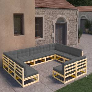 Garten-Lounge-Set (11-teilig) 3009757-2 Grau - Holz