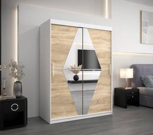 Armoire à portes coulissantes Boliwia Imitation chêne de Sonoma - Blanc - Largeur : 150 cm - 2 porte