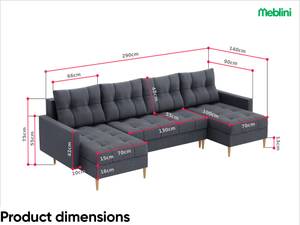 Ecksofa Scando U-Form Dunkelgrau