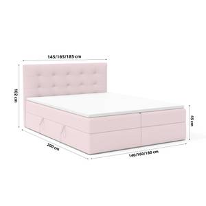 Boxspringbett Doppelbett Tissa Topper Rosé - Breite: 180 cm