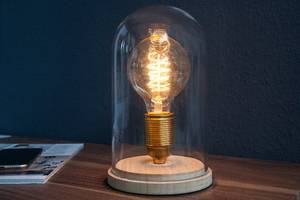 Tischlampe EDISON Braun - Bambus - Glas - Naturfaser - Massivholz - 13 x 22 x 13 cm