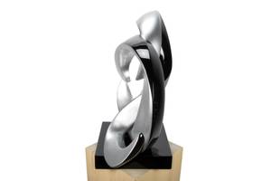 Sculpture moderne Unwind with me Noir - Argenté - Pierre artificielle - Matière plastique - 59 x 57 x 29 cm