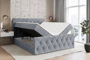 Boxspringbett - AMAY Hellgrau - Breite: 160 cm - H4