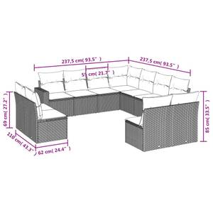 Gartensitzgruppe K3828(11-tlg) Beige - Massivholz - 69 x 62 x 66 cm