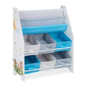 Kinderregal mit 6 Boxen & 2 Hängefächern Grau - Hellblau - Weiß