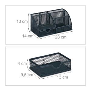 Schreibtisch Organizer im Mesh Design Grau - Metall - 28 x 13 x 14 cm