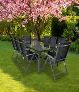 Alu Glas Gartenset Sitzgruppe 190 SW Schwarz - Glas - Metall - 190 x 105 x 80 cm