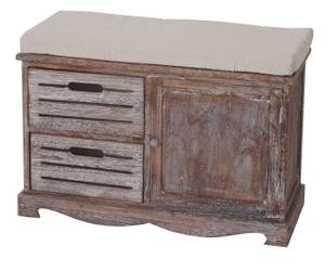 Banc J22, style shabby Marron - Blanc - Bois massif - Bois/Imitation - 71 x 49 x 32 cm