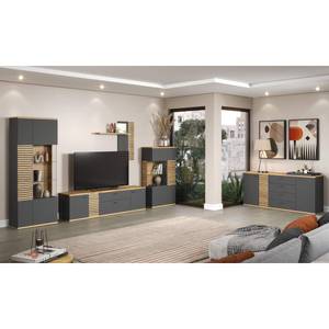 Vitrinenschrank Norris Grau - Holz teilmassiv - 80 x 205 x 37 cm