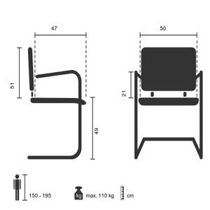 Freischwinger VILLA V Schwarz - Echtleder - 60 x 100 x 47 cm