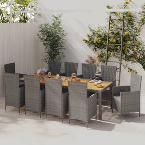 Garten-Essgruppe (11-teilig) 3001857-5 Grau - Kunststoff - Polyrattan - 100 x 75 x 250 cm