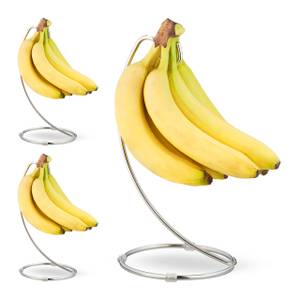 3 x Bananenhalter mit Haken Silber - Metall - 18 x 33 x 17 cm