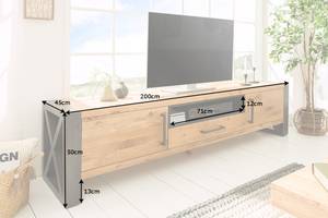 TV-Board THOR Braun - Metall - Massivholz - 200 x 50 x 45 cm