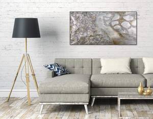 Acrylbild handgemalt Snakeskin Beige - Braun - Massivholz - Textil - 120 x 60 x 4 cm