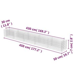 Gabionen-Hochbeet 296088 Silber - Metall - 50 x 50 x 450 cm