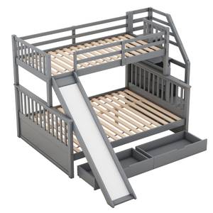 Etagenbett Jupitur Ⅶ Grau - Holzwerkstoff - Metall - Massivholz - 250 x 158 x 246 cm