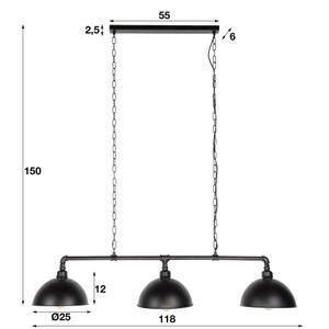 Pendelleuchte Industrial Tube 3L Grau - Metall - 25 x 150 x 118 cm