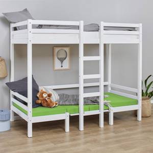 Lit enfant haut BasicJumbo Blanc crème brillant - Vert - Blanc