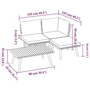 Ensemble de salon de jardin Marron - Bois massif - Bois/Imitation - 55 x 35 x 90 cm