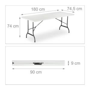 Set 3x Table & 2 Bancs Pliants Jardin Noir - Blanc - Métal - Matière plastique - 180 x 74 x 75 cm