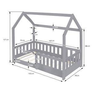 Lit enfant 140x70cm Gris clair Gris lumineux