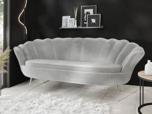 3-Sitzer Samt Muschel Sofa Cara Grau - Silber - Silber