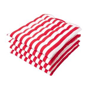 Sitzkissen mit breiten Streifen 4er Set Rot - Textil - 40 x 5 x 40 cm