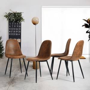 Lot de 4 chaises rétro marron Marron - Cuir synthétique - 52 x 86 x 40 cm