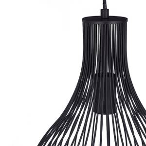 Lampe à suspension vintage noire Noir - Métal - Textile - 30 x 140 x 30 cm