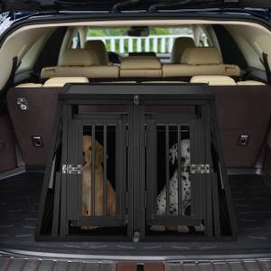 Hundebox Auto mit Trennwand Schwarz - Metall - 90 x 64 x 82 cm