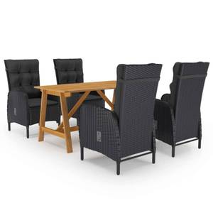 Garten-Essgruppe (5-teilig) 3006061 Schwarz - Massivholz - Holzart/Dekor - 70 x 74 x 140 cm