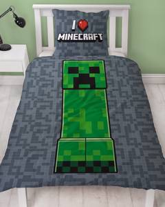 Kinderbettwäsche Minecraft 2-tlg. Schwarz - Grün - Textil - 135 x 200 x 1 cm