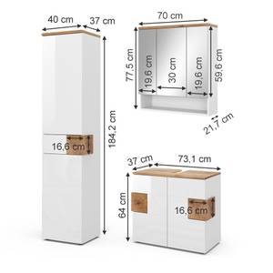 Badmöbel Set Eden 40113 Eiche Sand Dekor - Weiß - 73 x 64 cm