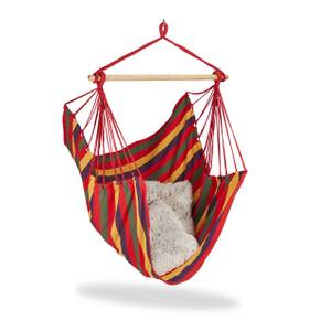 Hamac en coton Mauve - Rouge - Jaune - Bois manufacturé - Textile - 100 x 160 x 130 cm