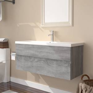 Meuble lavabo avec bassin 3007833-3 Imitation chêne gris - Largeur : 100 cm