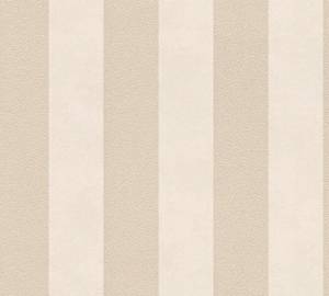 Streifentapete Beige Creme Beige - Gold - Weiß - Kunststoff - Textil - 53 x 1005 x 1 cm